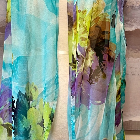 Decorated Originals Open Front Beach Cover-Up XL to 3XL Watercolor Floral Pastel - Picture 4 of 15